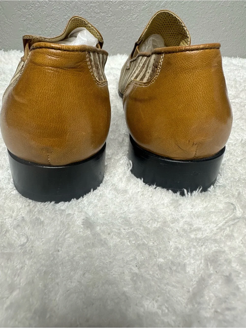 Carlo Ventura Italian Leather Striped Square Toe loafers 41 US 8